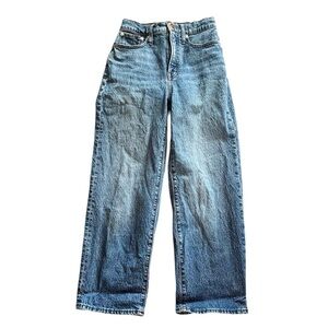 Madewell The Perfect Vintage Wide-Leg Crop Blue Denim Jeans  Pockets